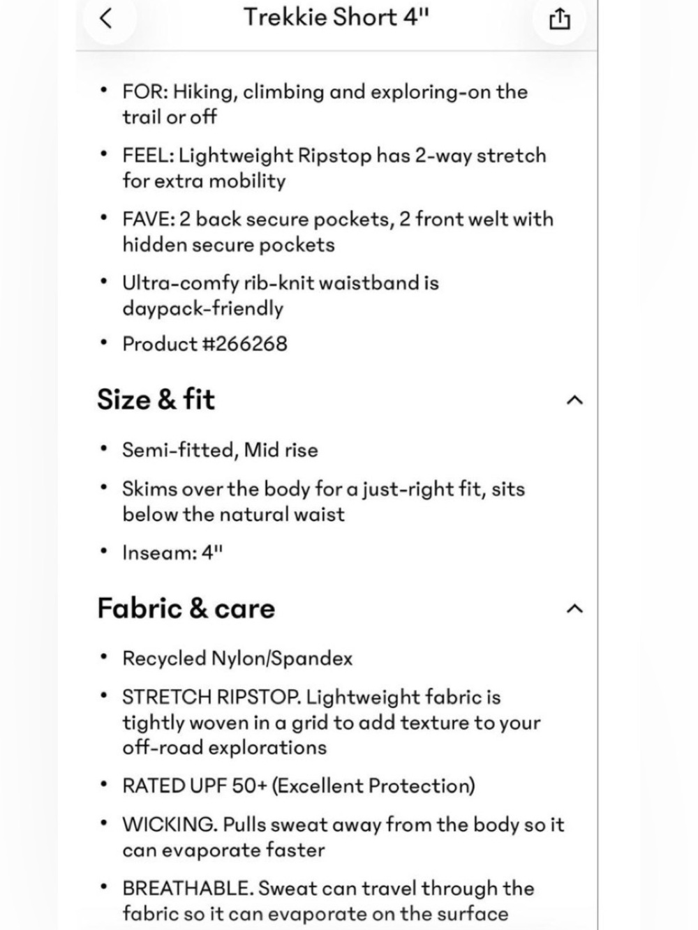 Athleta Trekkie North 4” short size 4 - Picture 5 of 6